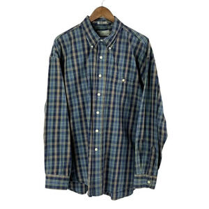 Bill Blass Mens XL Shirt Collared Button Down Long Sleeve Casual Blue Plaid